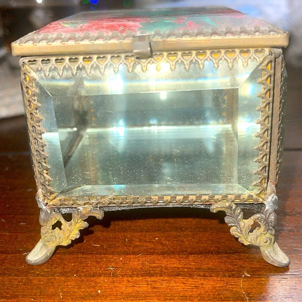 Besutiful Bird  glass jewelry Box.